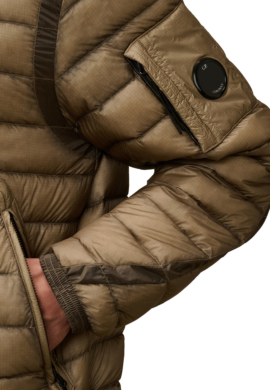  Cp Company Zip Down Jacket Vintage Khaki Uomo - 4