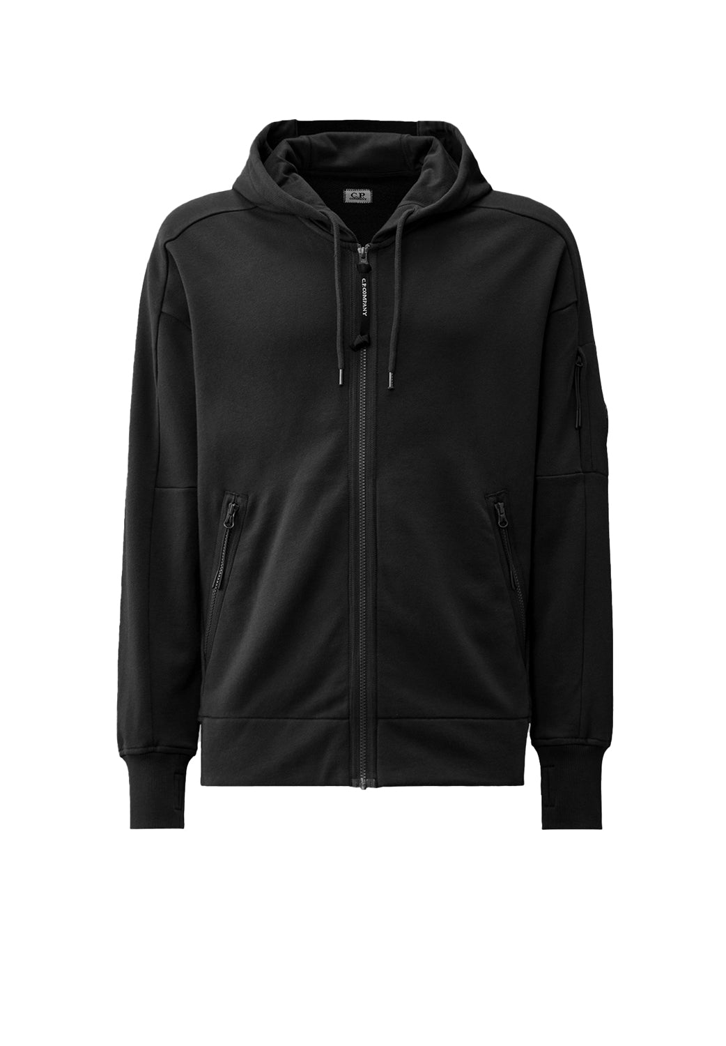  Cp Company Zipped Hooded Sweatshirt Black Uomo - 1