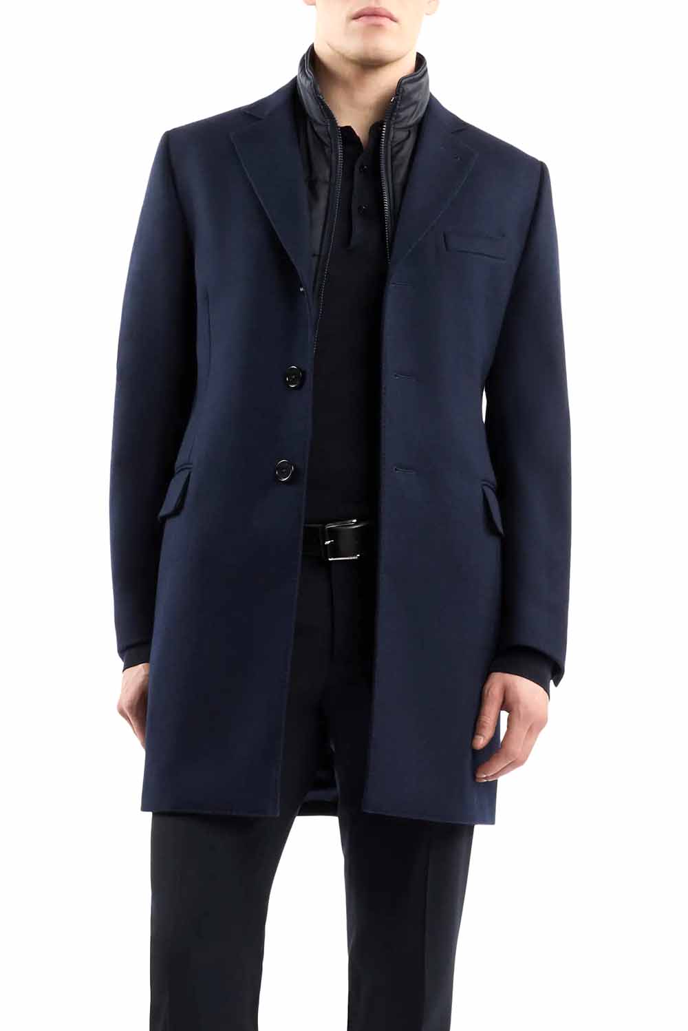  Fay Double Coat In Lana Blu Scuro Uomo - 2