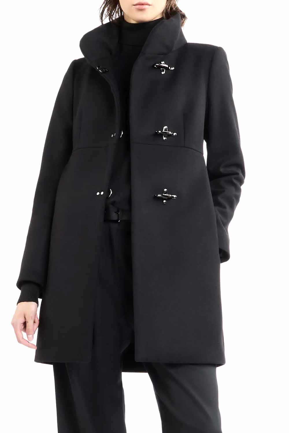  Fay Romantic Coat In Lana Nero Woman - 2