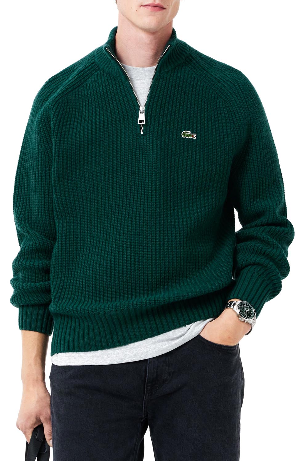  Lacoste Maglione Zip In Lana Uomo - 2