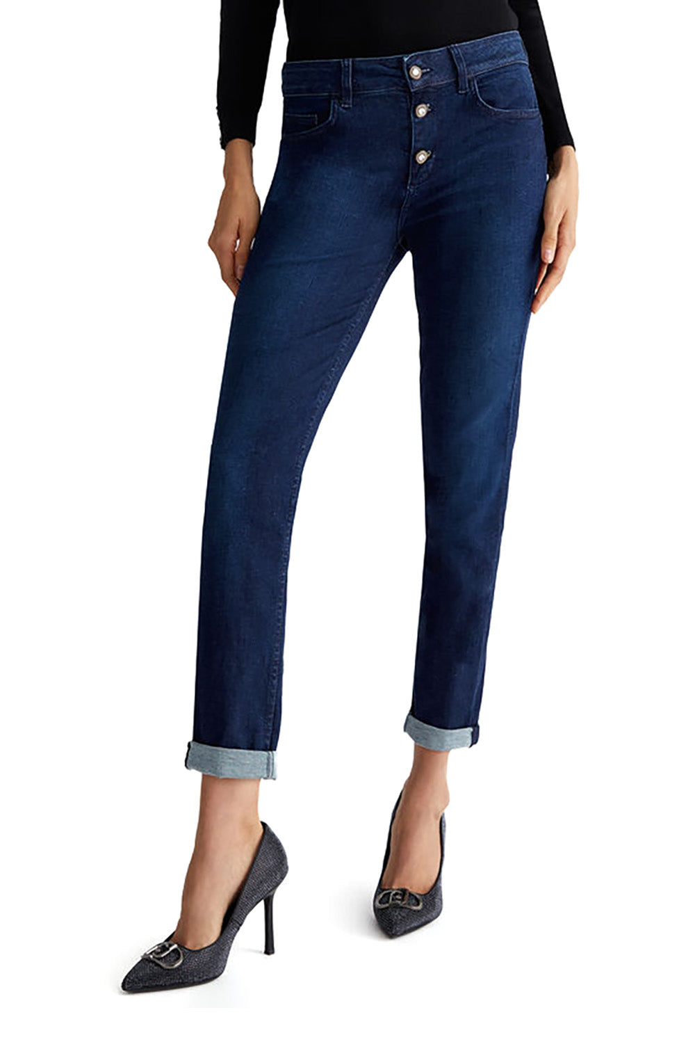  Liu Jo Jeans Skinny Con Bottoni Blu Woman - 2