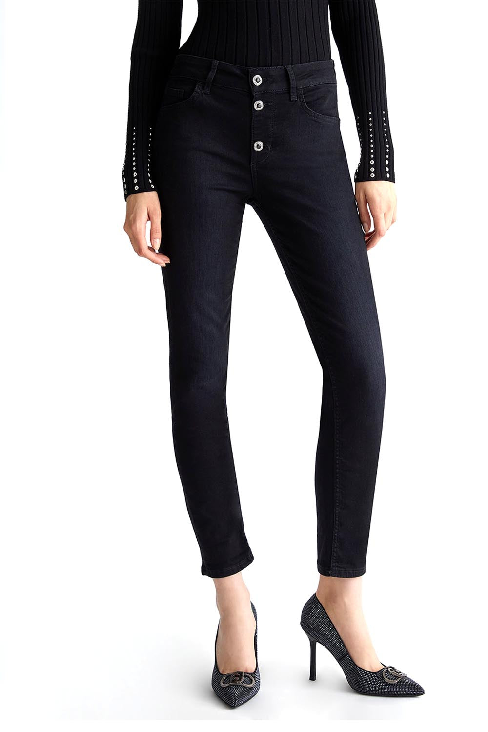  Liu Jo Jeans Skinny Con Bottoni Nero Woman - 2