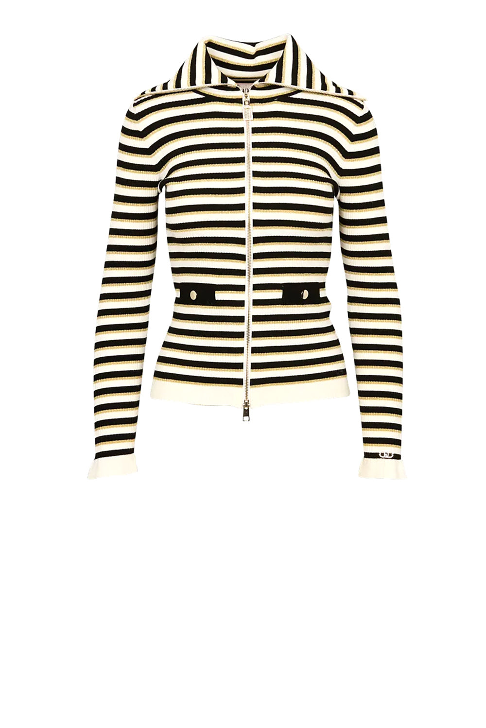  Liu Jo Cardigan In Maglia Black White Gold Woman - 1