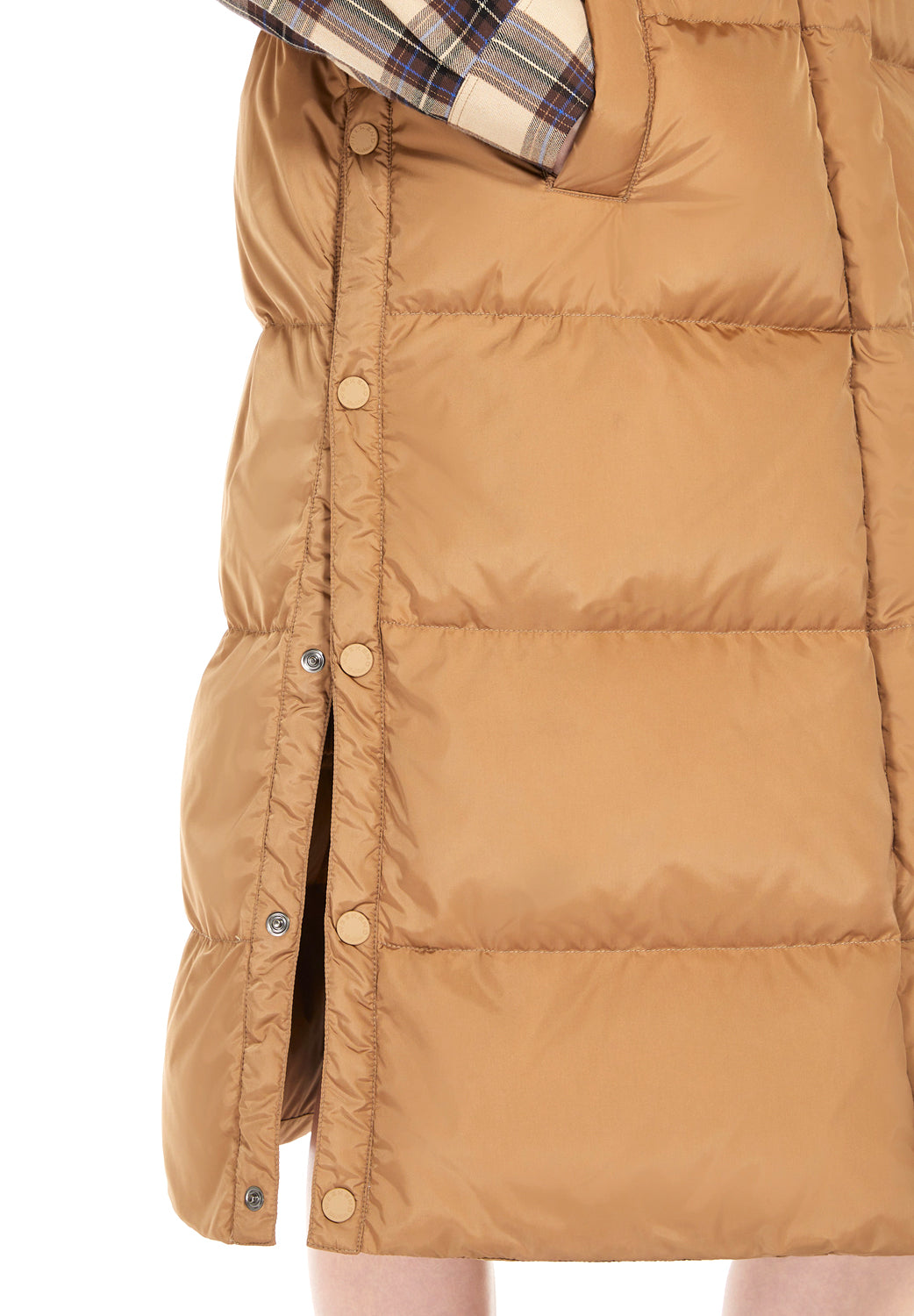  Max Mara Gilet Lungo In Taffetà Camel Woman - 4