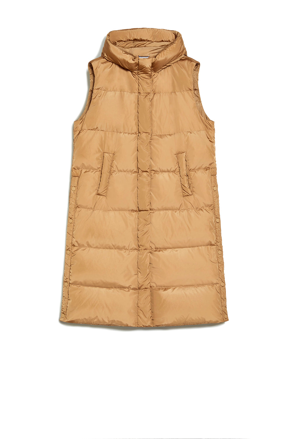  Max Mara Gilet Lungo In Taffetà Camel Woman - 1