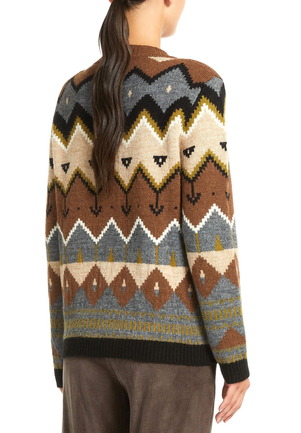  Max Mara Maglia In Alpaca Jacquar Brown Woman - 3