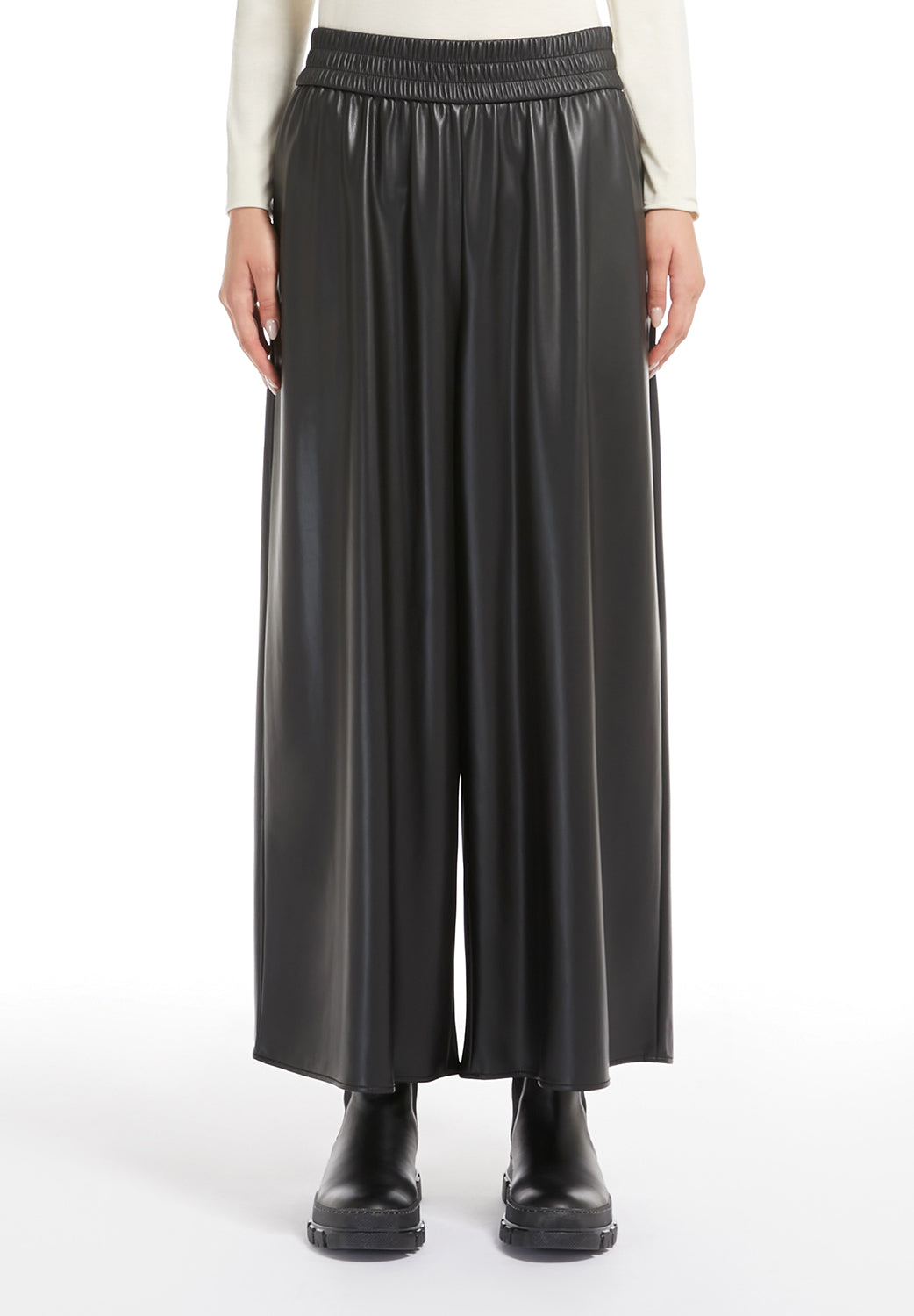  Max Mara Pantalone In Tessuto Spalmato Black Woman - 2