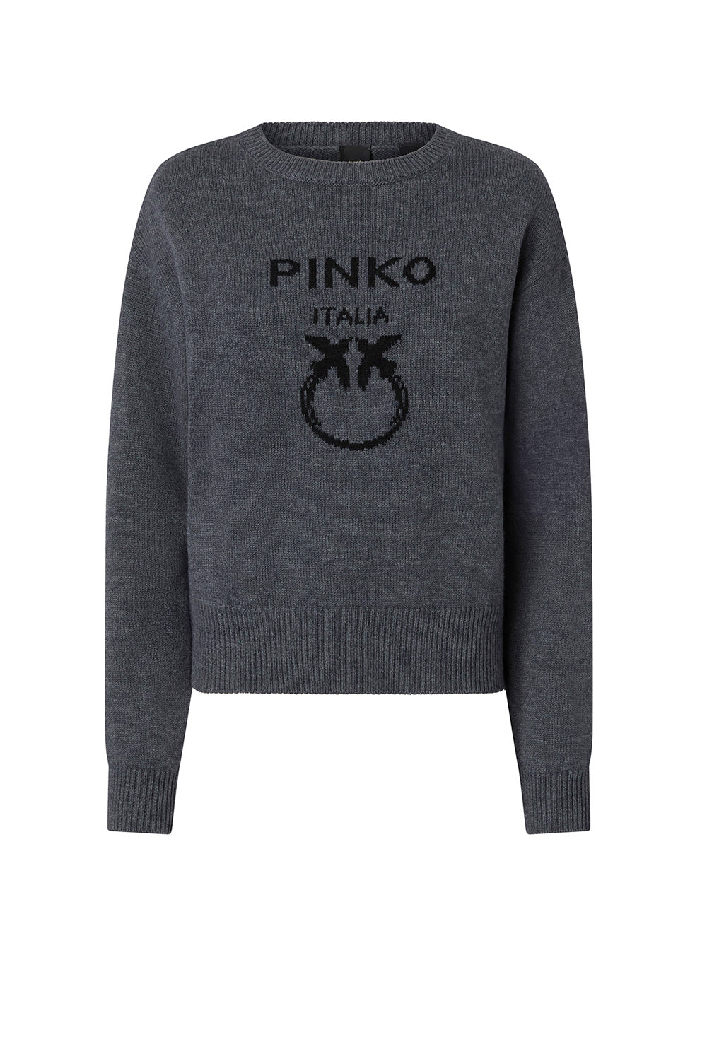  Pinko Pullover Love Birds Grigio Nero Woman - 1