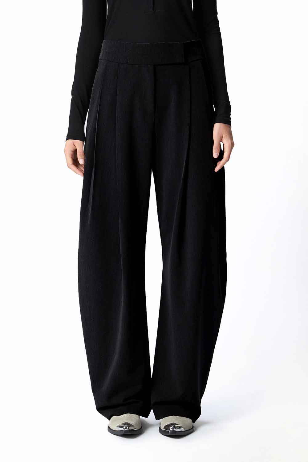  Pinko Pantaloni Wide-leg Nero Woman - 2