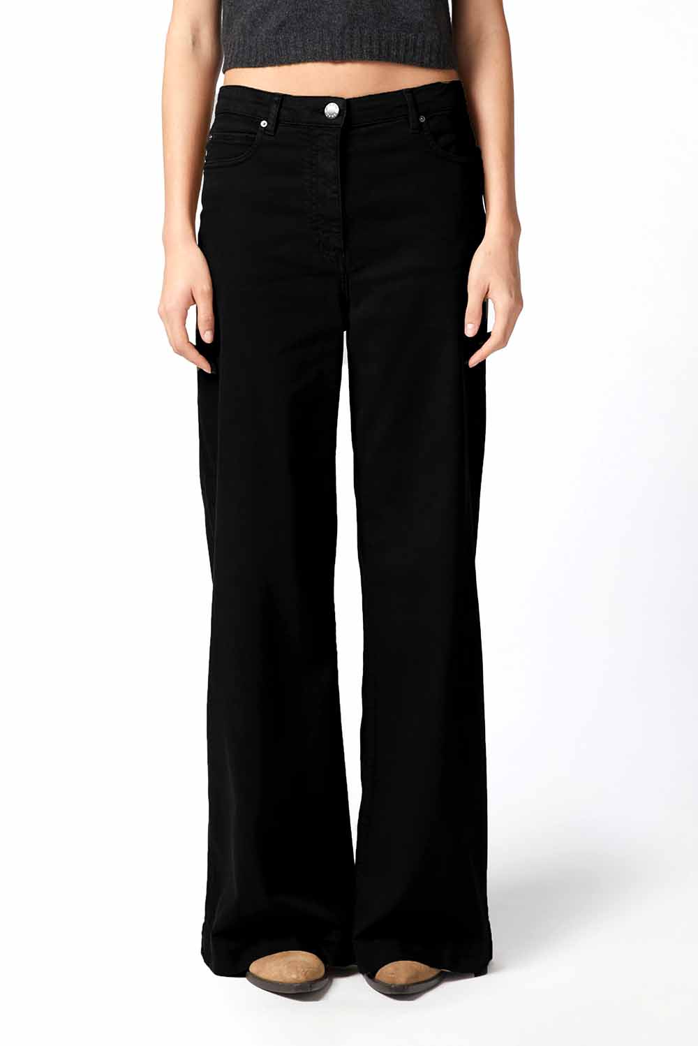  Pinko Pantaloni Wide Leg Nero Woman - 2