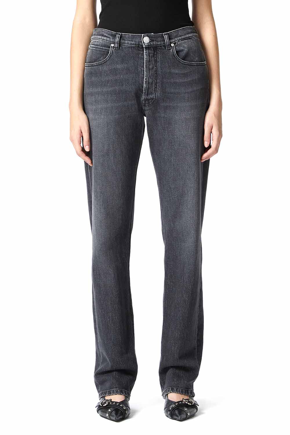  Pinko Jeans Dritti In Denim Dark Grey Woman - 2