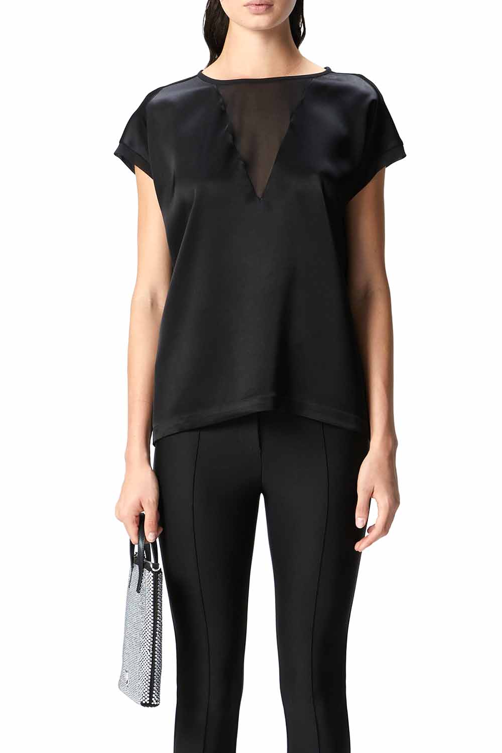  Pinko Blusa T-shirt Satin Nero Woman - 2