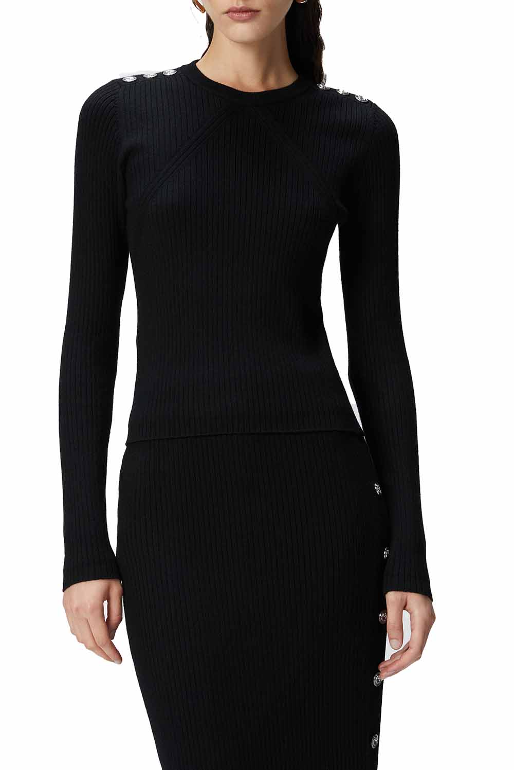  Pinko Maglia Lana A Costine Nero Woman - 2