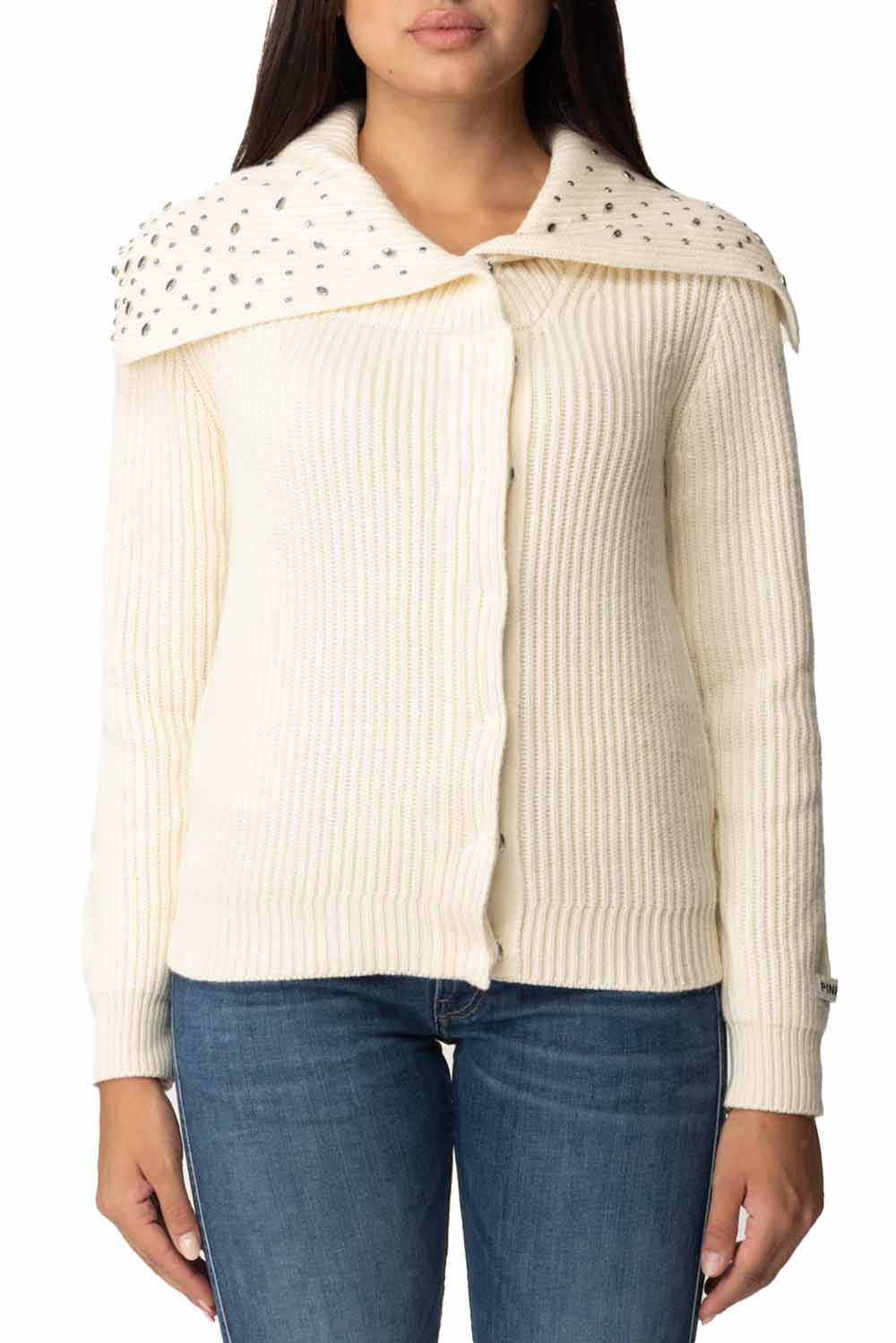  Pinko Cardigan Collo Alto Bianco Woman - 2