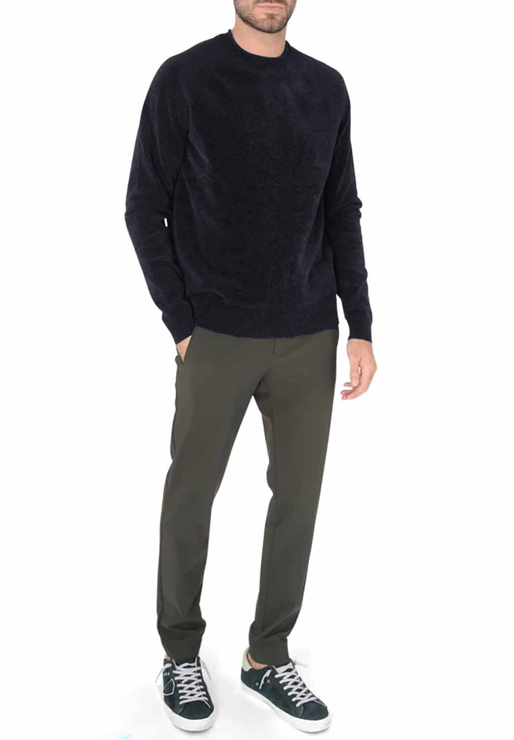  Rrd Velvet Round Knit Blue Black Uomo - 2