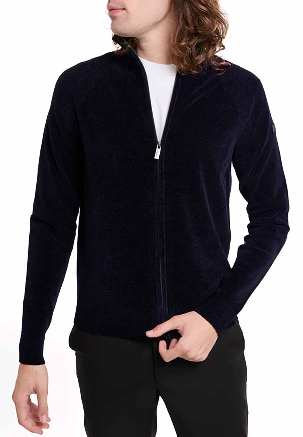  Rrd Velvet Full Zip Knit Blue Black Uomo - 2