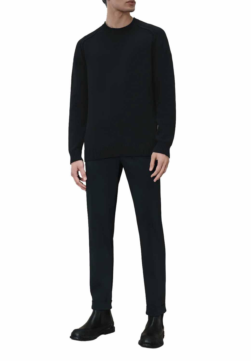  Rrd Cotton Plain Round Knit Nero Uomo - 2