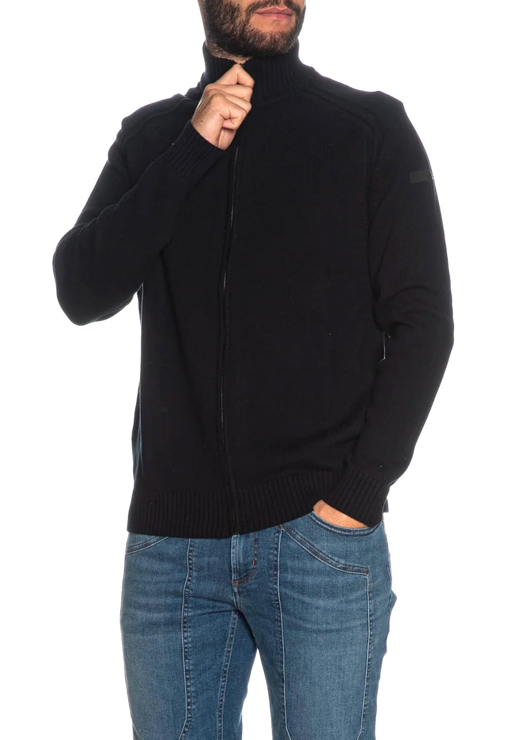  Rrd Cotton Plain Full Zip Knit Nero Uomo - 2