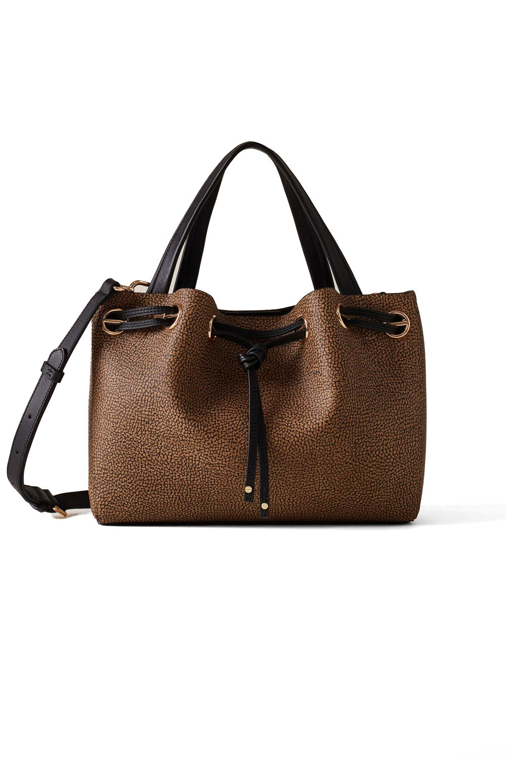  Borbonese Maree Shopper Medium Naturale Nero Woman - 1