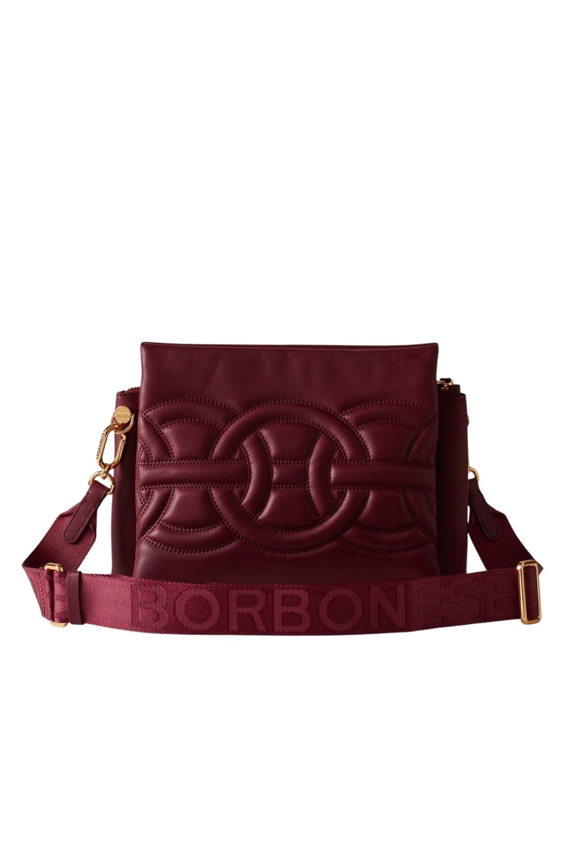  Borbonese Rondò Borsa Cross Over Trifolder Medium<br/> Merlot Woman - 3