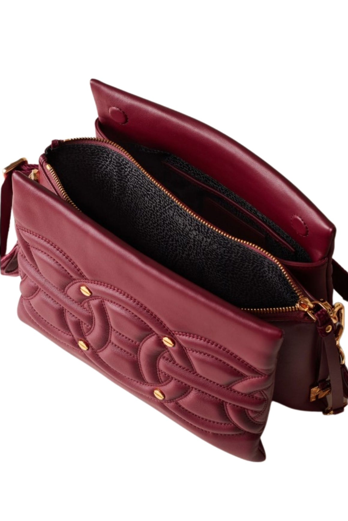  Borbonese Rondò Borsa Cross Over Trifolder Medium<br/> Merlot Woman - 4