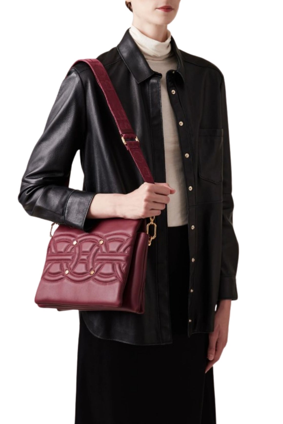  Borbonese Rondò Borsa Cross Over Trifolder Medium<br/> Merlot Woman - 5