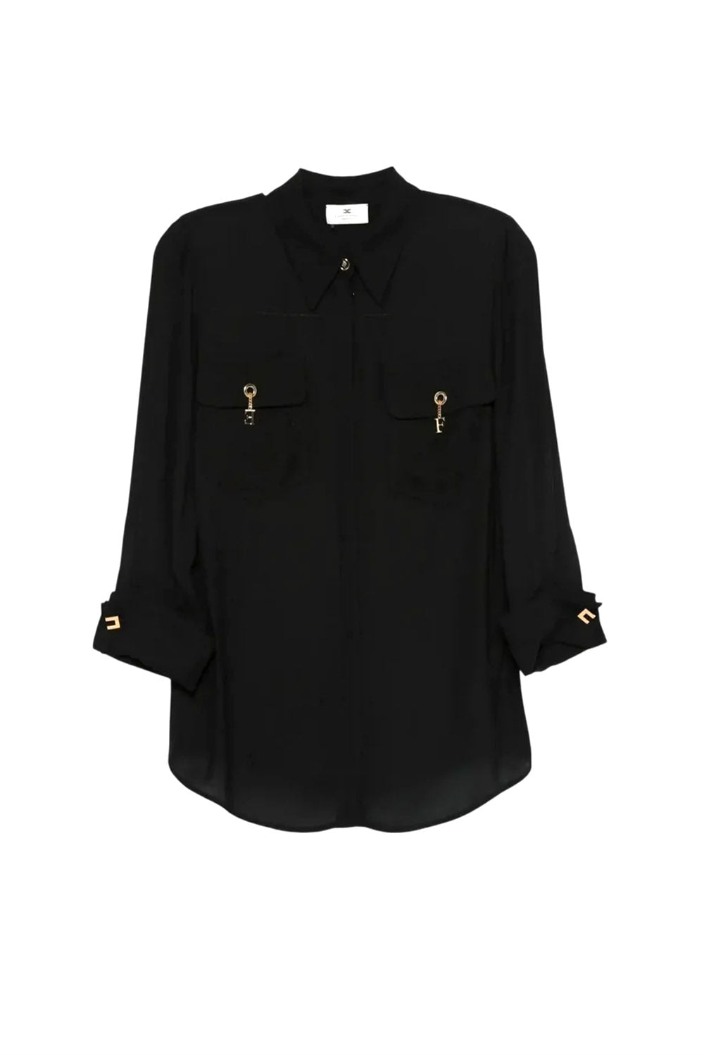  Elisabetta Franchi Camicia In Georgette Nero Woman - 1