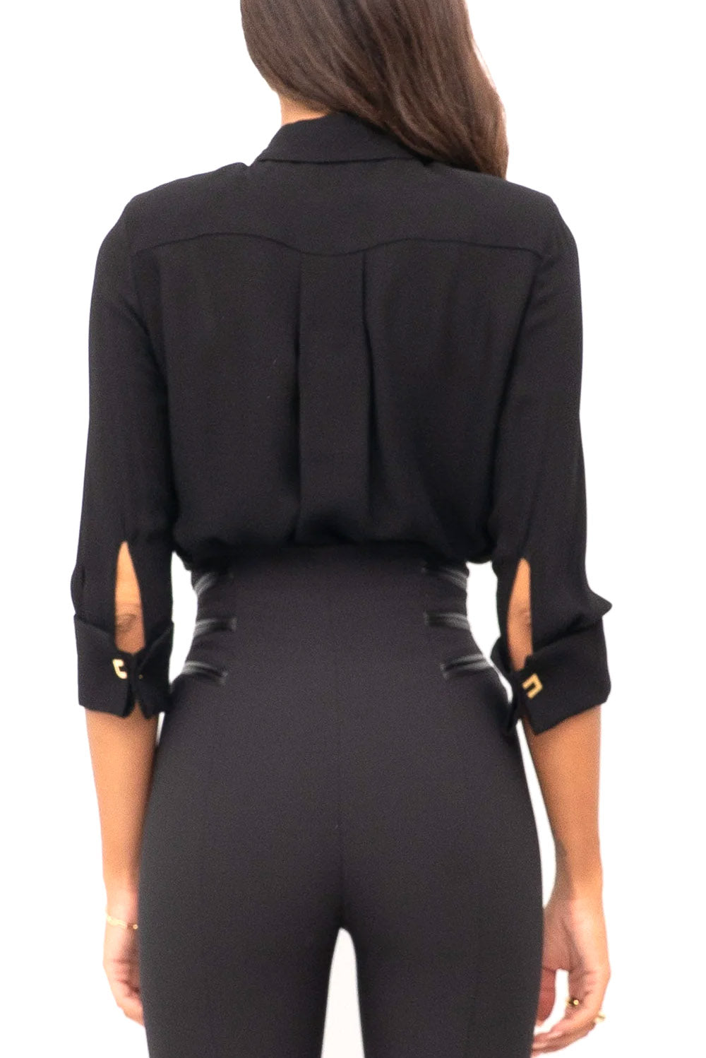  Elisabetta Franchi Camicia In Georgette Nero Woman - 3