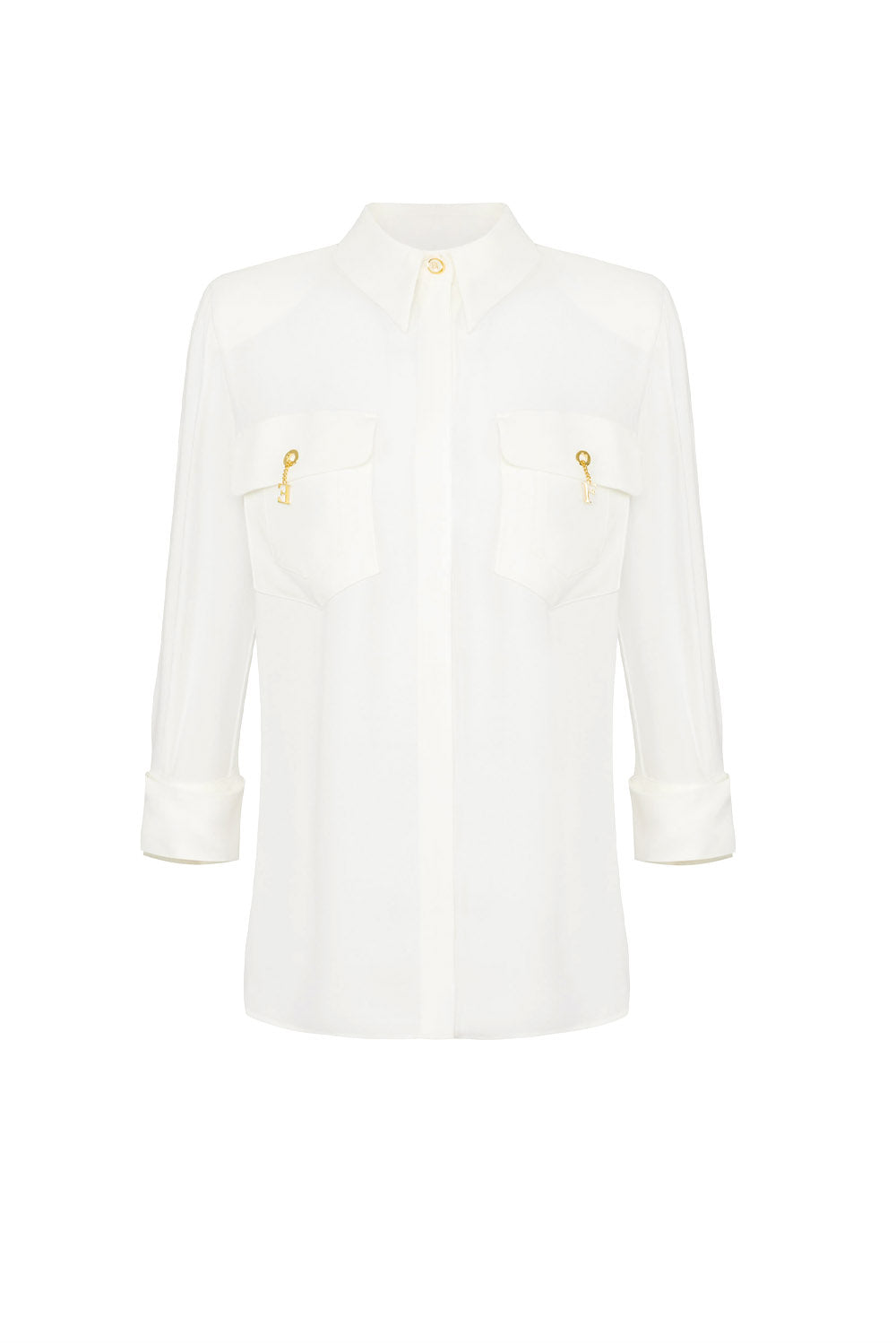  Elisabetta Franchi Camicia In Georgette Avorio Woman - 1