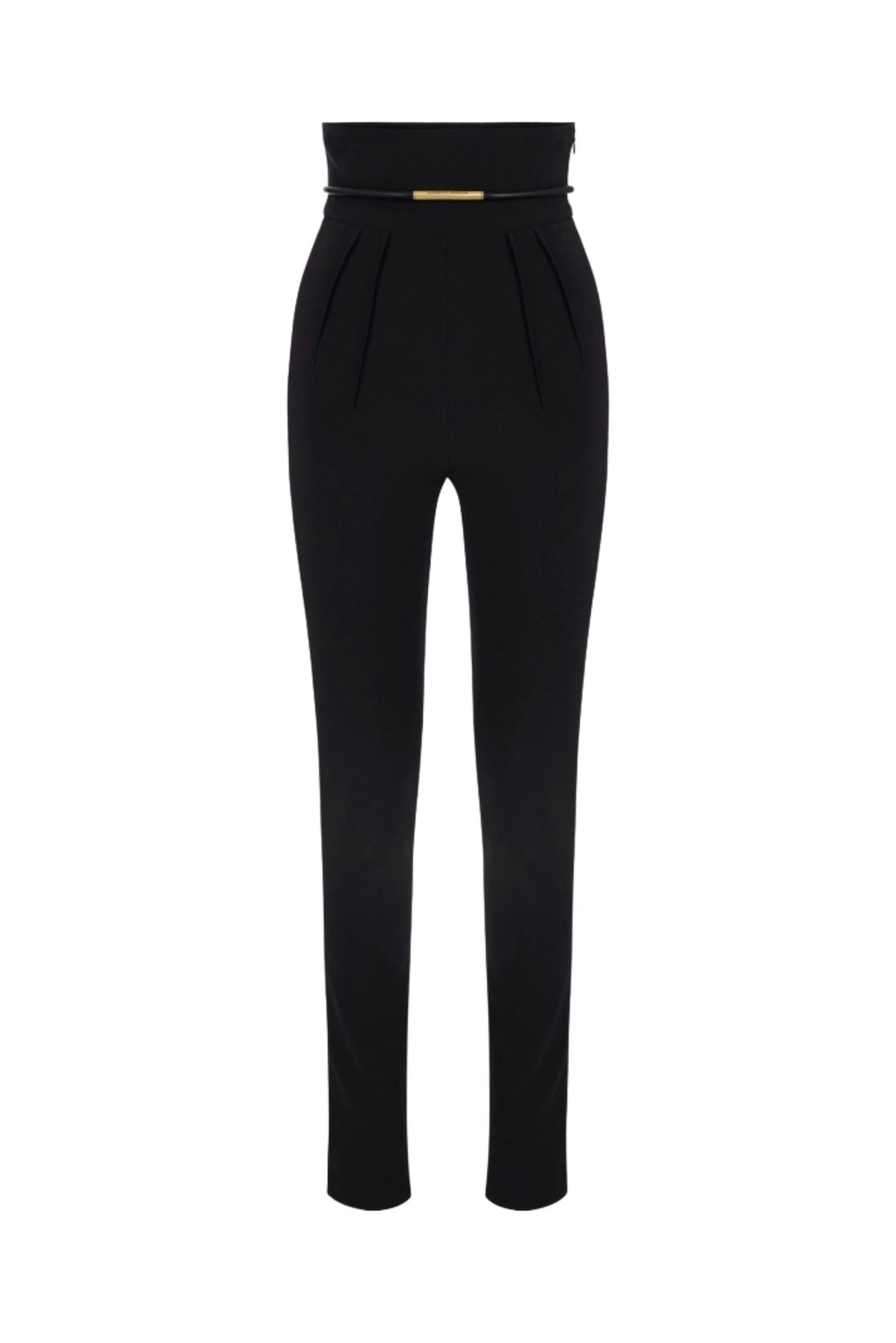  Elisabetta Franchi Pantaloni In Crêpe Leggero Colore Nero Con Cintura Woman - 1