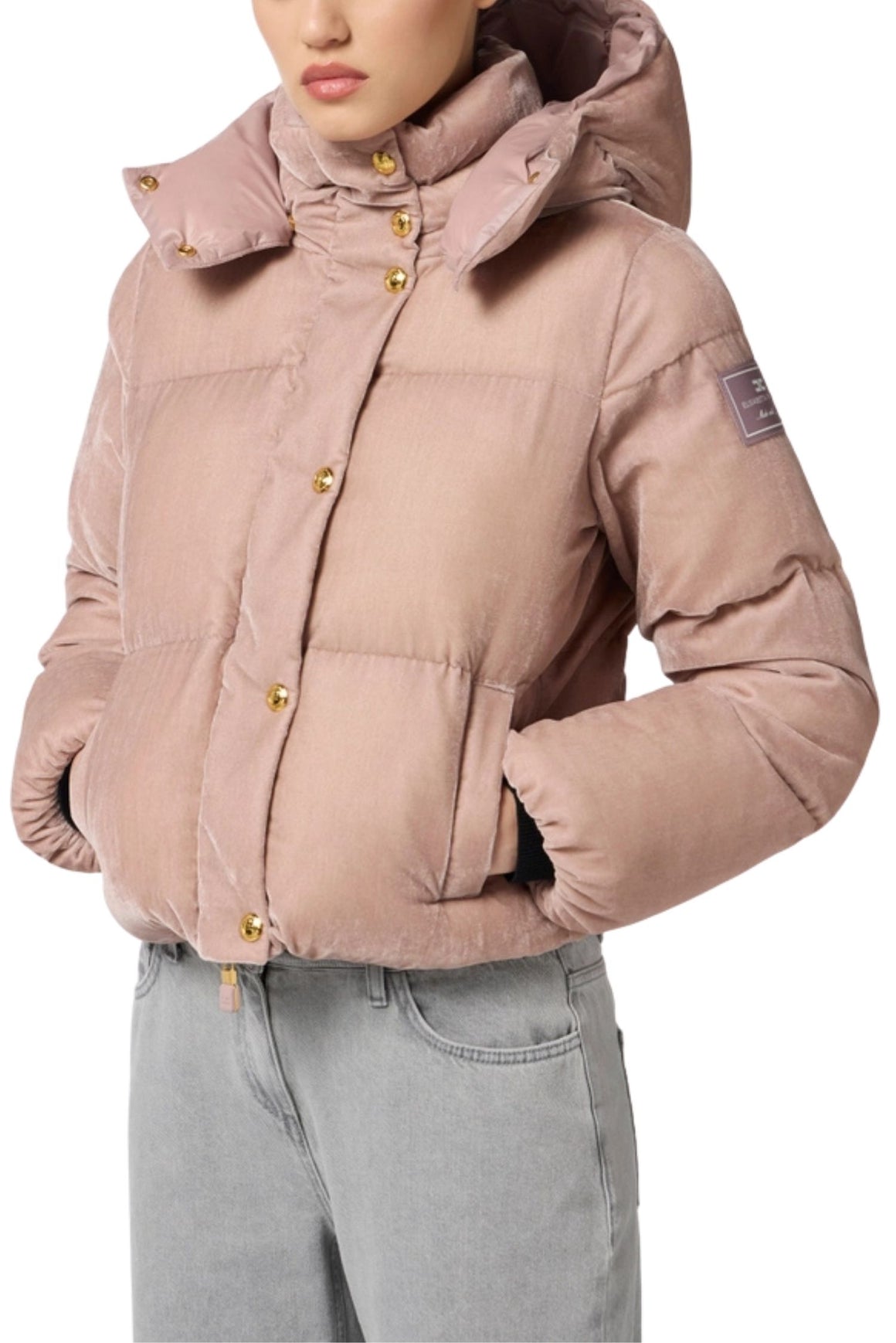  Elisabetta Franchi Piumino Colore Sunrise In Velluto Con Cappuccio<br/> Woman - 2