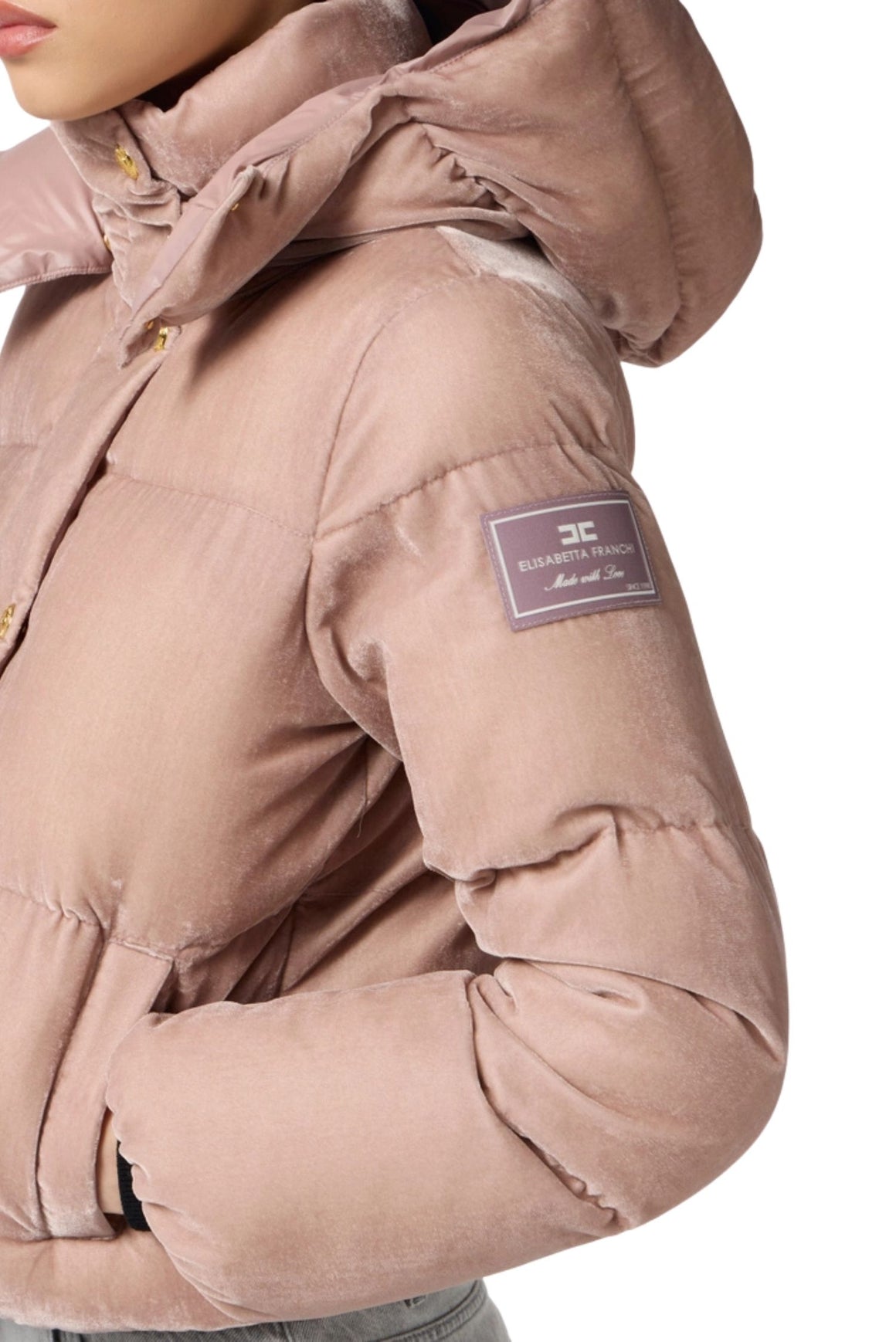  Elisabetta Franchi Piumino Colore Sunrise In Velluto Con Cappuccio<br/> Woman - 3