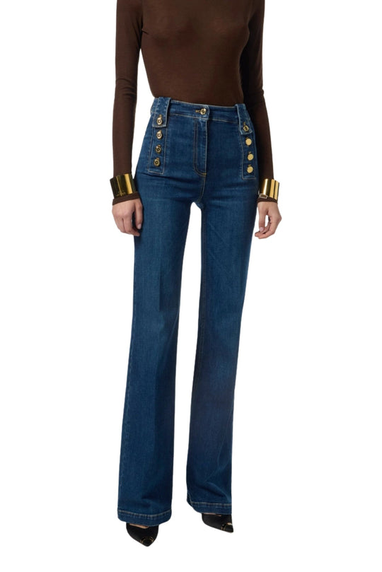 Jeans a palazzo con bottoni