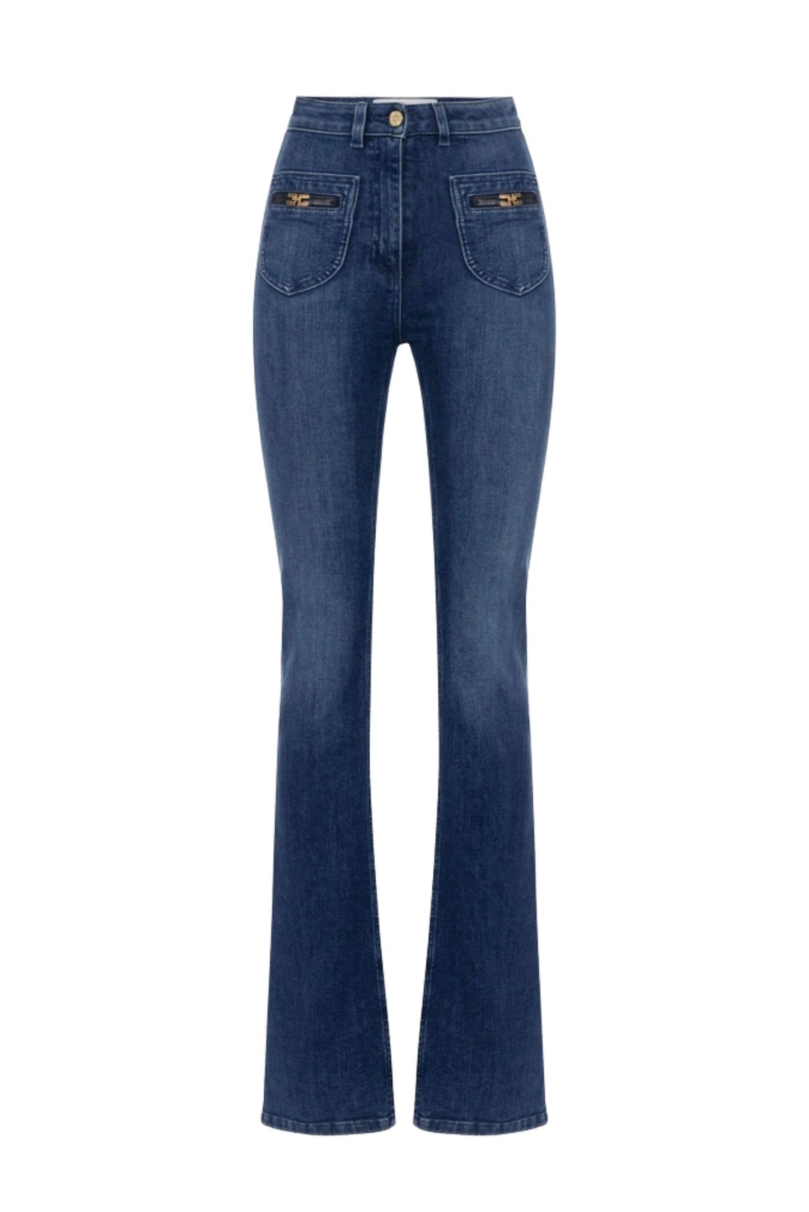  Elisabetta Franchi Jeans Con Logo Gioiello Blue Denim Woman - 1
