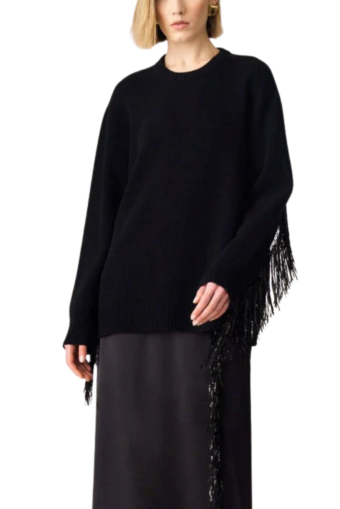  Jucca Maglia Over Con Frange Sulle Spalle Nero Woman - 1