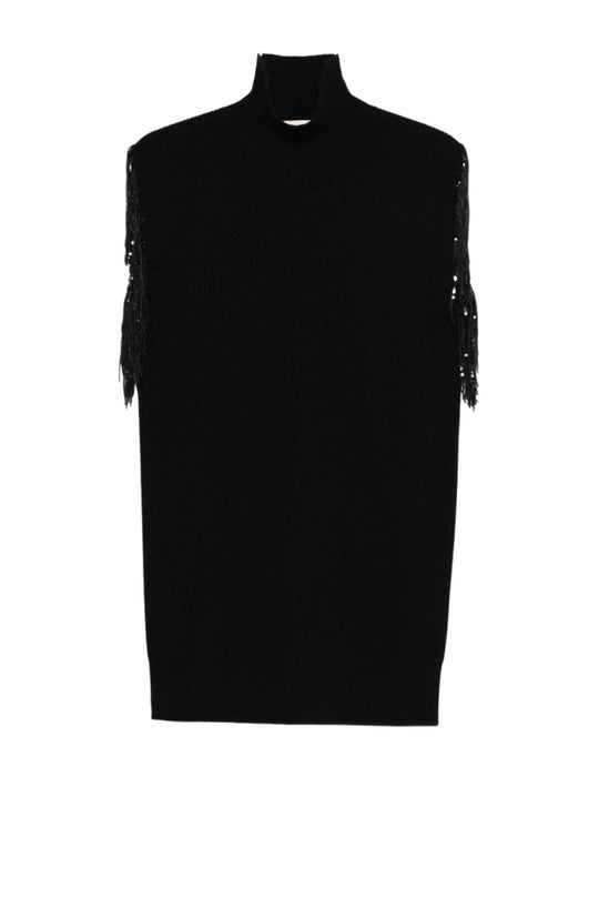 JUCCA Abito con spalline in pailettes nero