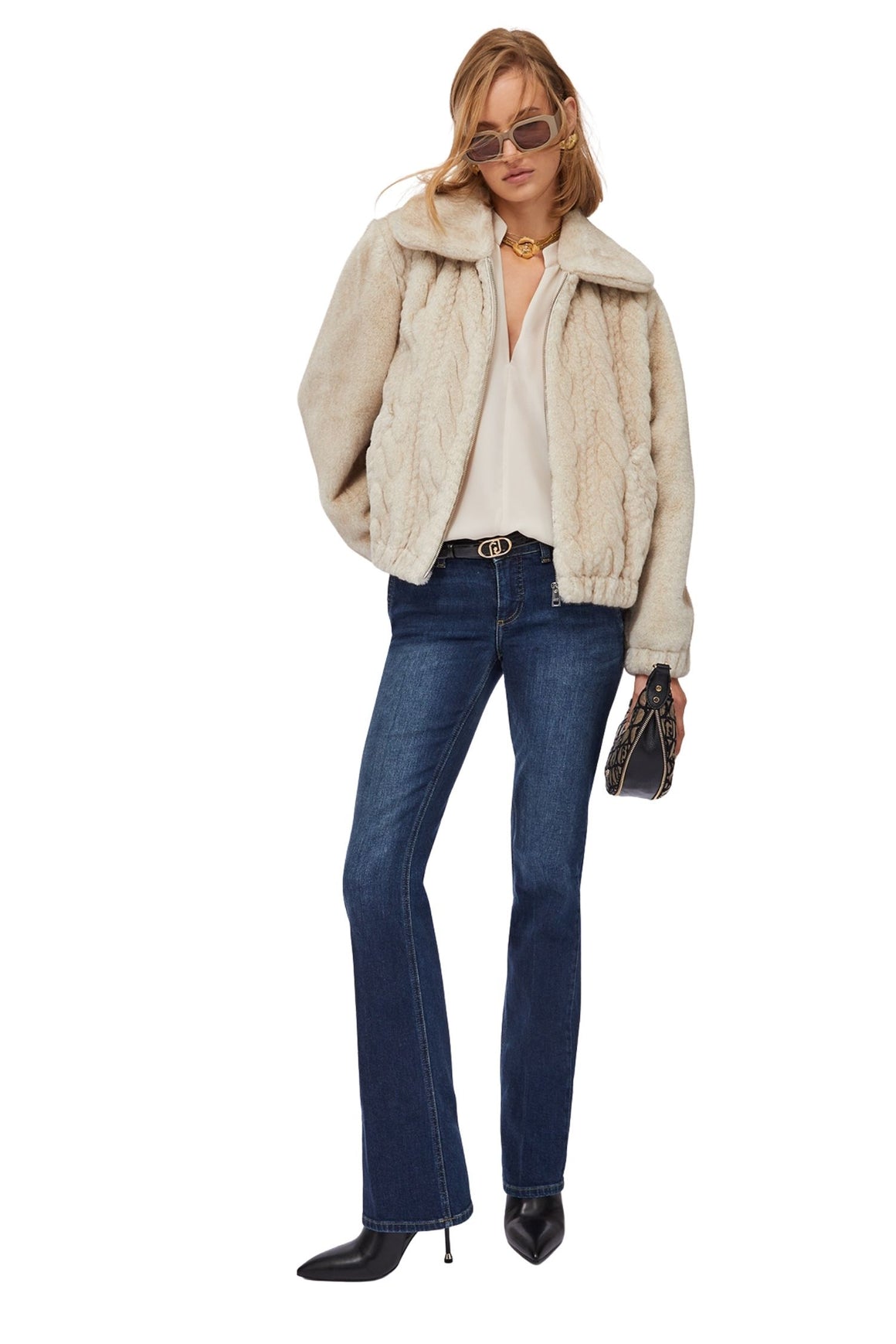  Liu Jo Bomber In Teddy Con Trecce Beige Woman - 2
