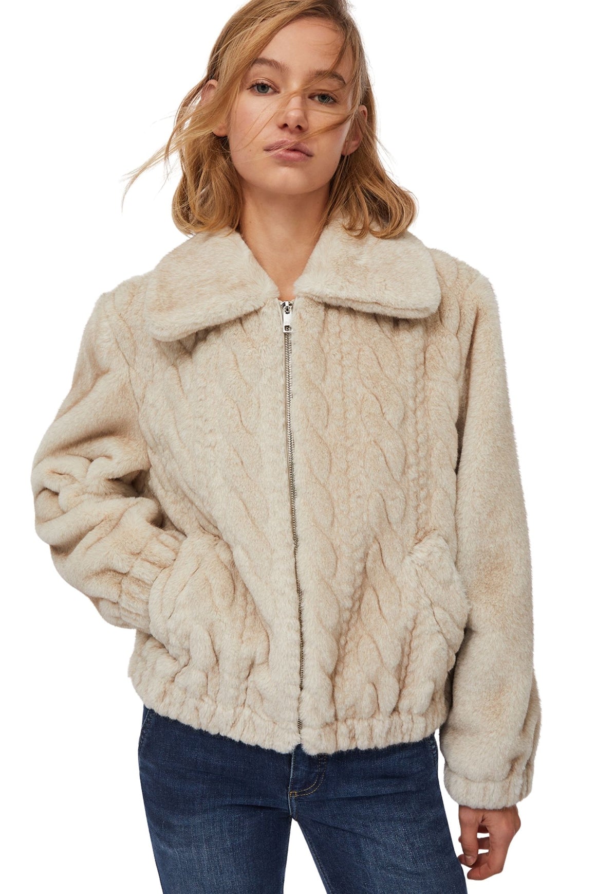  Liu Jo Bomber In Teddy Con Trecce Beige Woman - 3