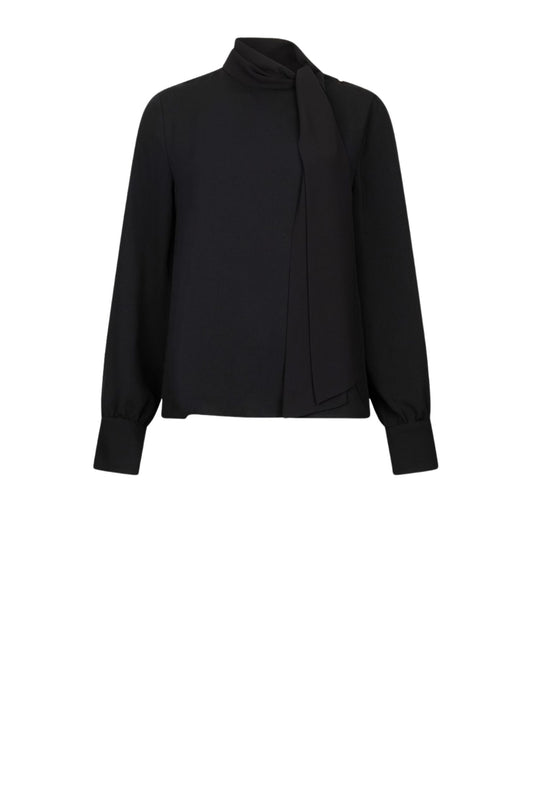 Blusa con sciarpa colore nero