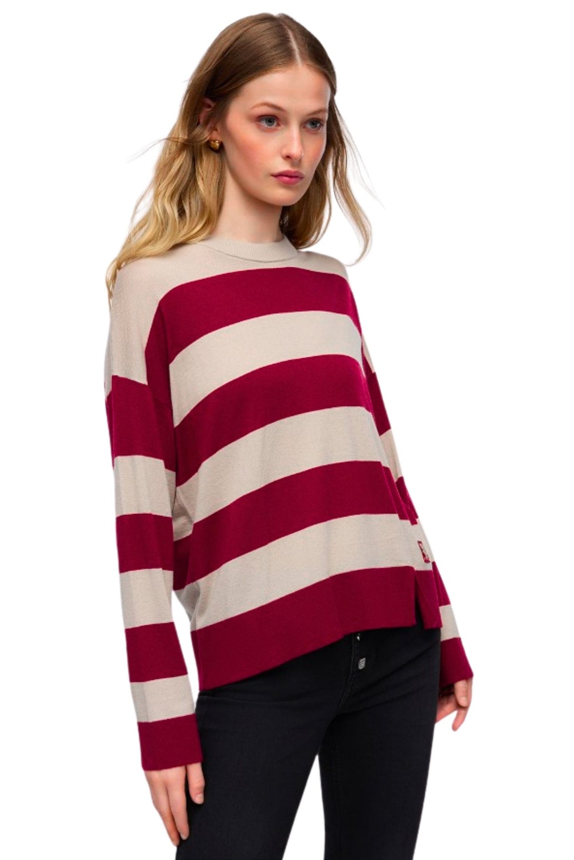  Liu Jo Maglia A Righe In Misto Lana Pepper Beige Woman - 2