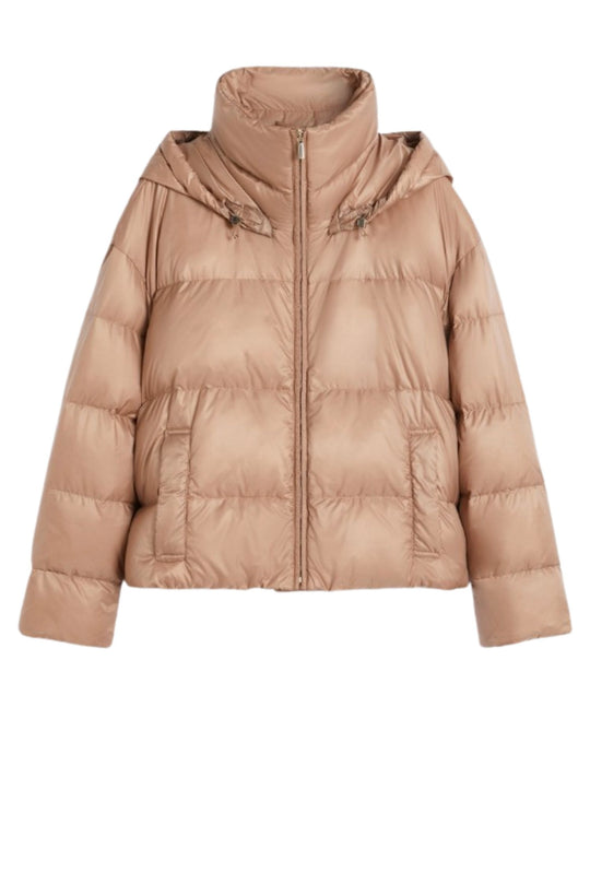 Max Mara Piumino con cappuccio colore cammello
