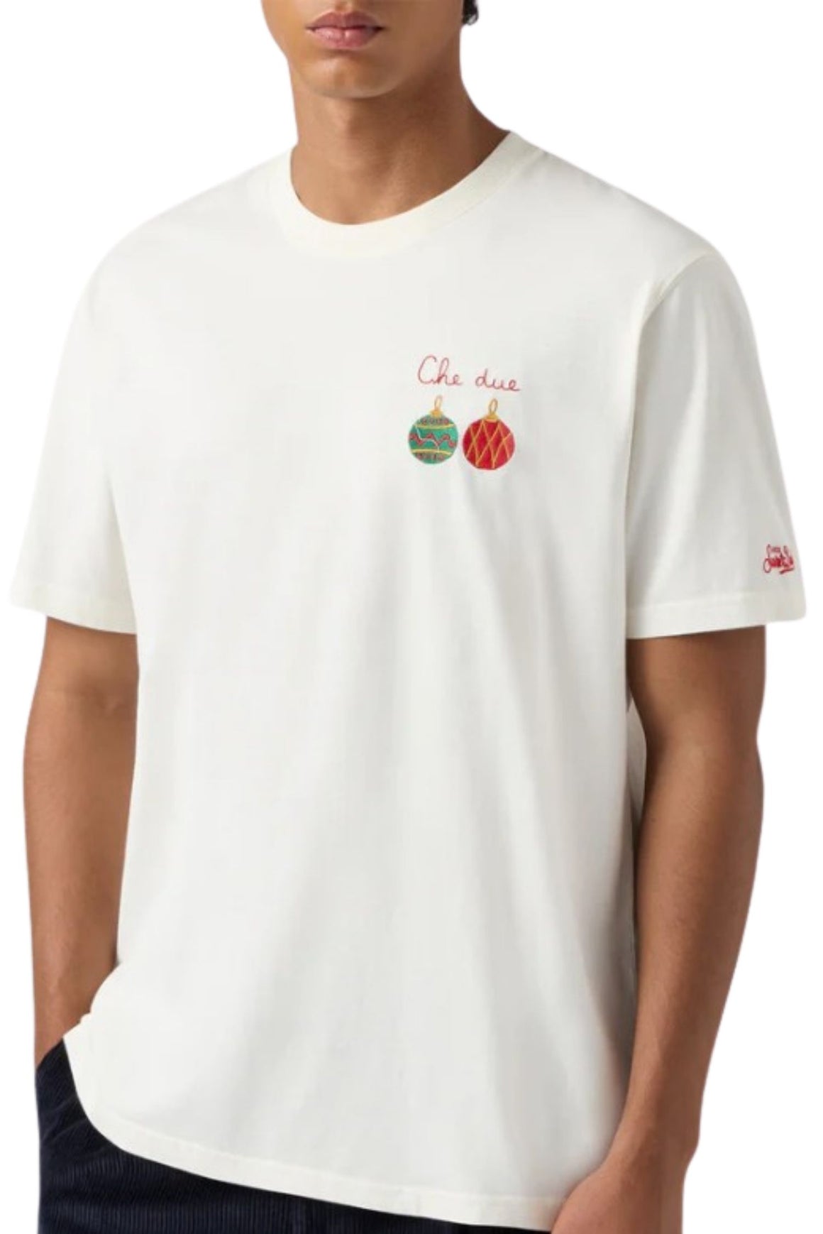  Mc2 T-shirt Arnott In Cotone Bianco Con Ricamo Uomo - 2
