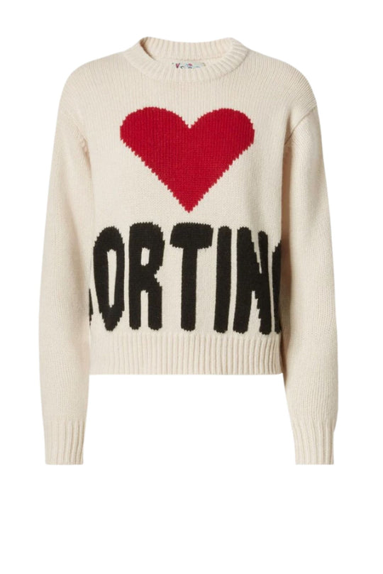 Maglione in lana bianco con jacquard Cortina