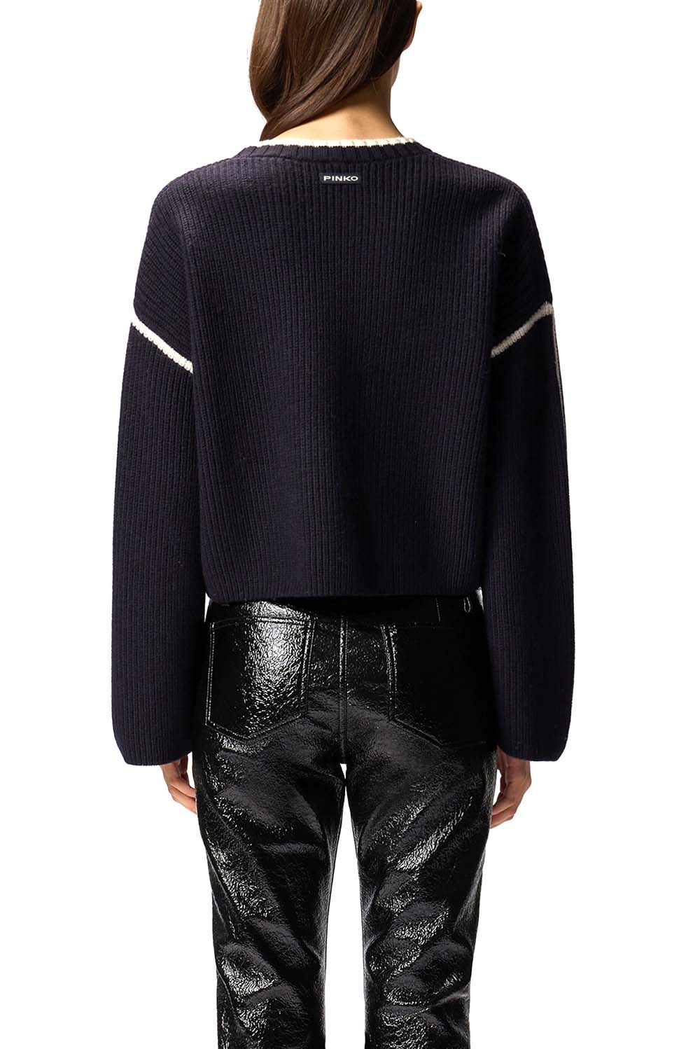  Pinko Maglione Alicudi Blu Bianco Woman - 3