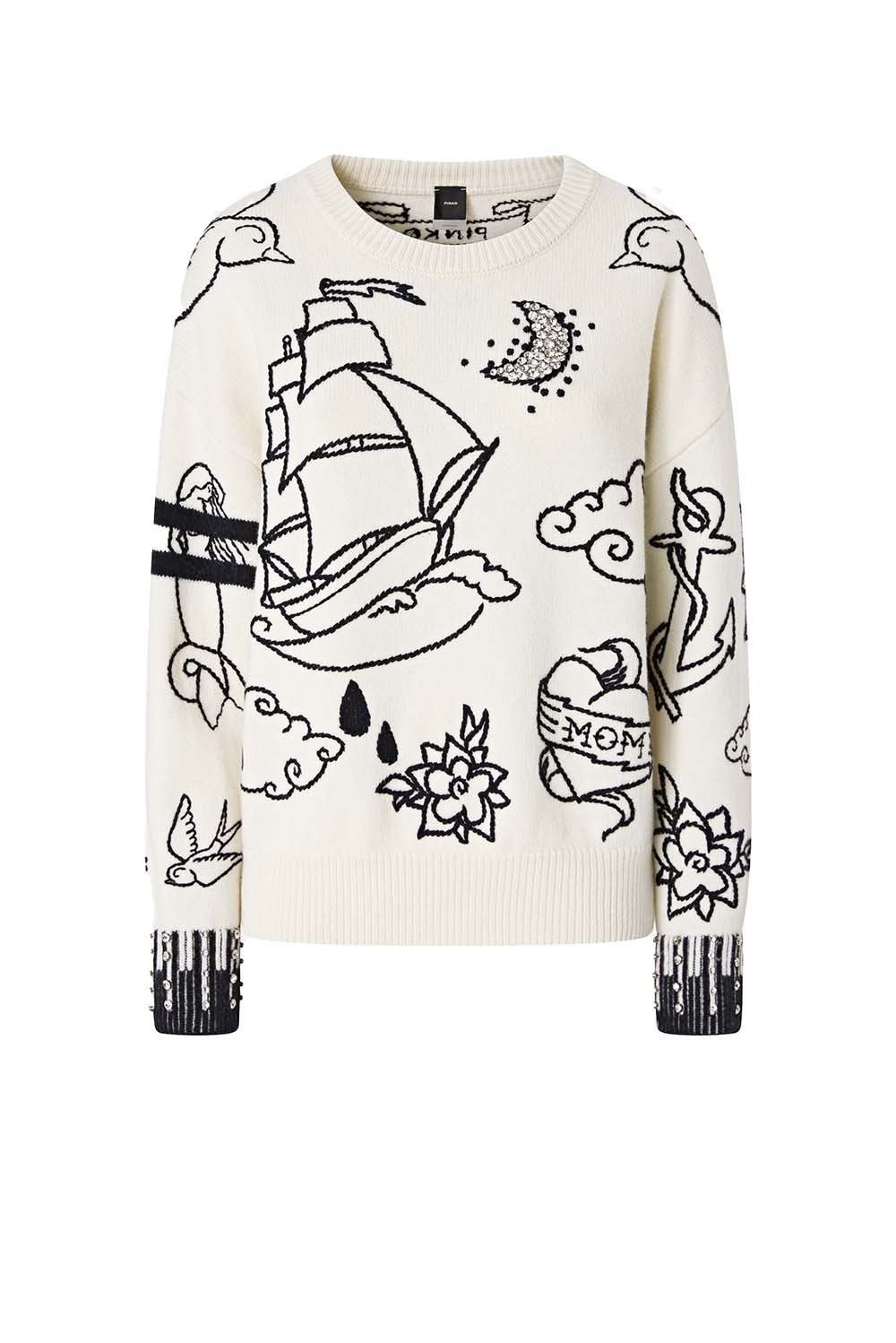  Pinko Maglione Andros Bianco Blu Woman - 1