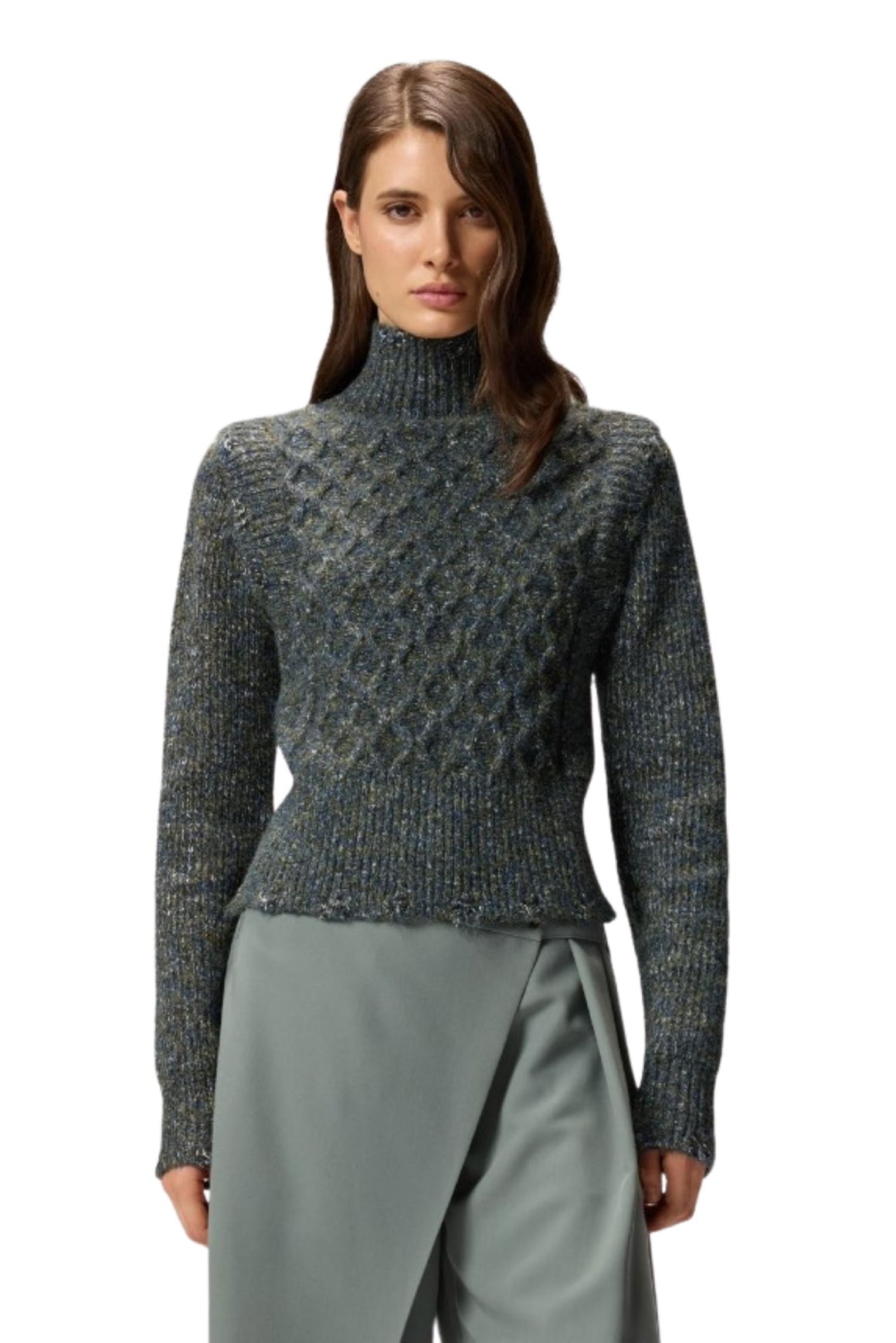  Pinko Dolcevita In Maglia A Trecce Multicolor Grigio Woman - 2