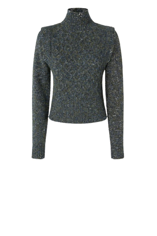 Dolcevita in maglia a trecce multicolor