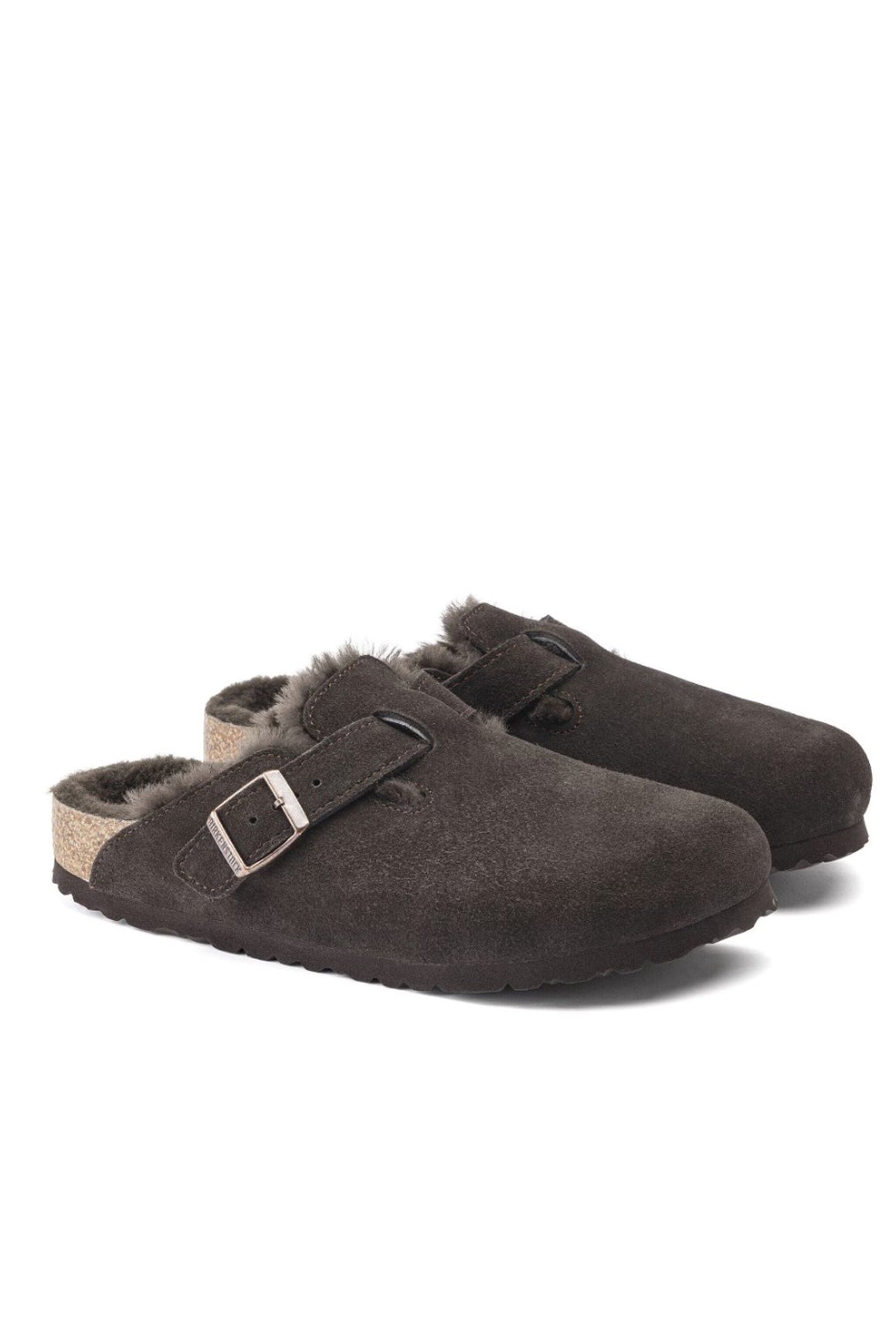  Birkenstock Boston Pelle Scamosciata Shearling Mocca Woman - 2
