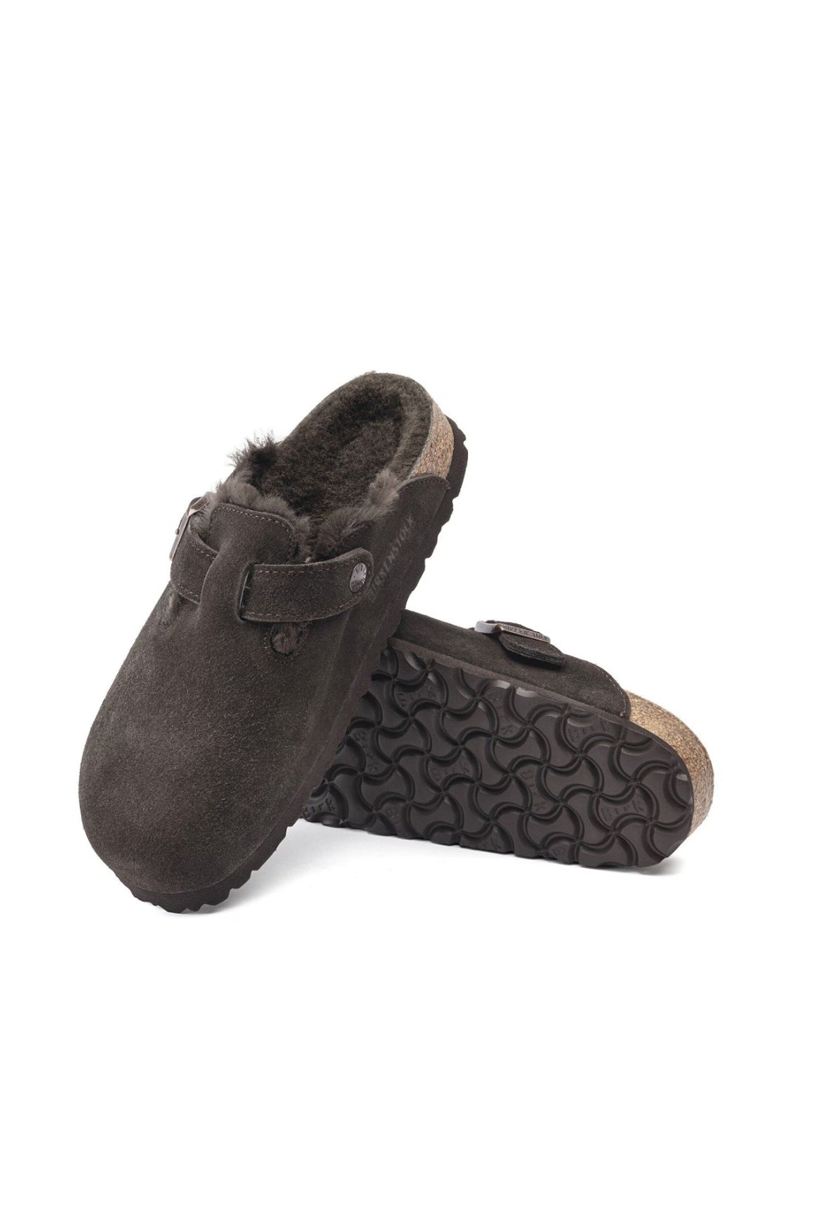  Birkenstock Boston Pelle Scamosciata Shearling Mocca Woman - 3